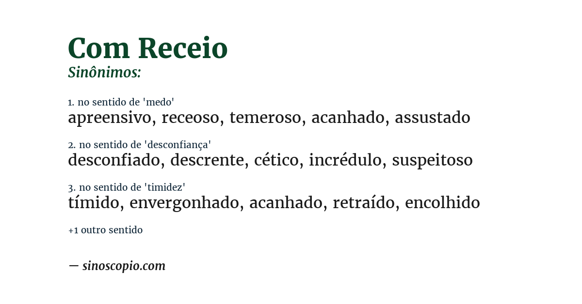 Sinônimo de com receio