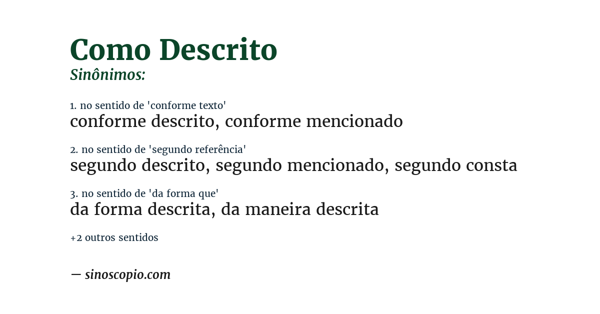 Sinônimo de como descrito