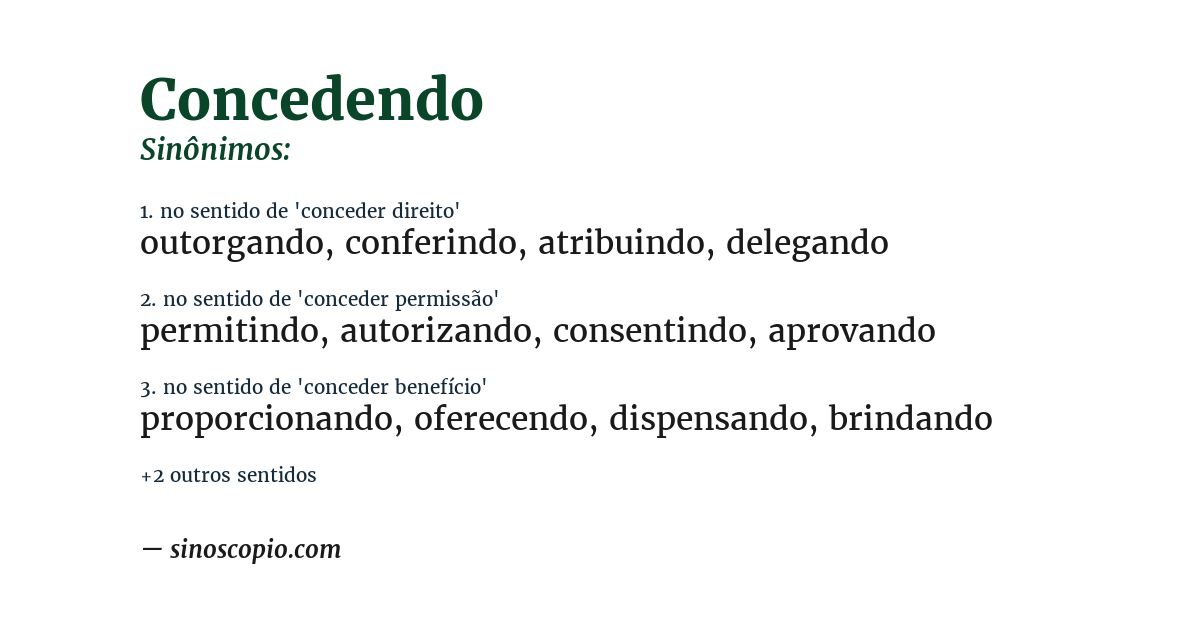 Sinônimo de concedendo