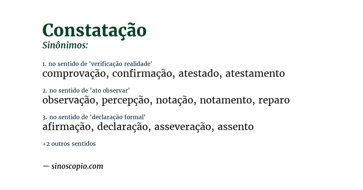 Sinônimo de constatação