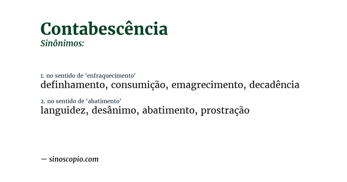 Sinônimo de contabescência