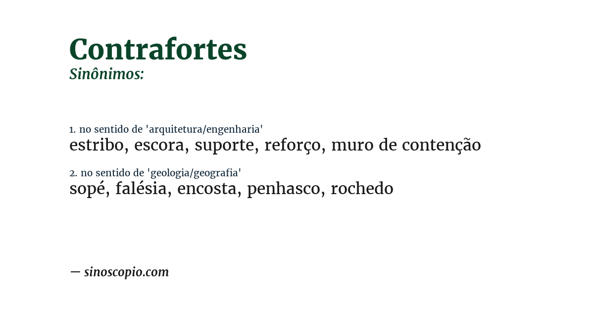 Sinônimo de contrafortes