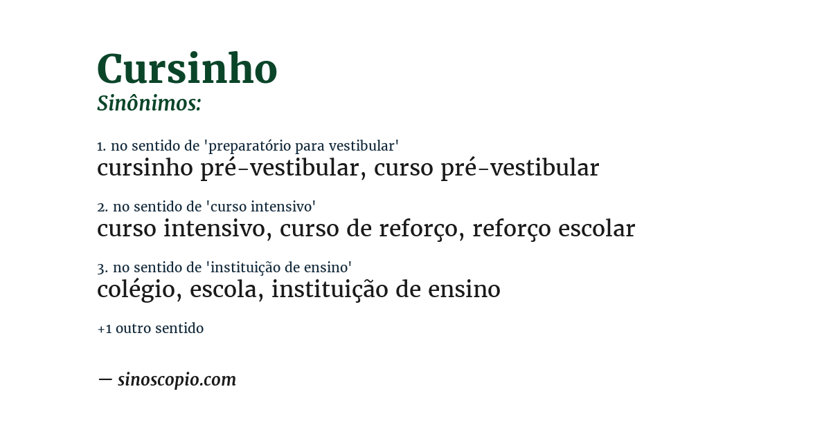 Sinônimo de cursinho
