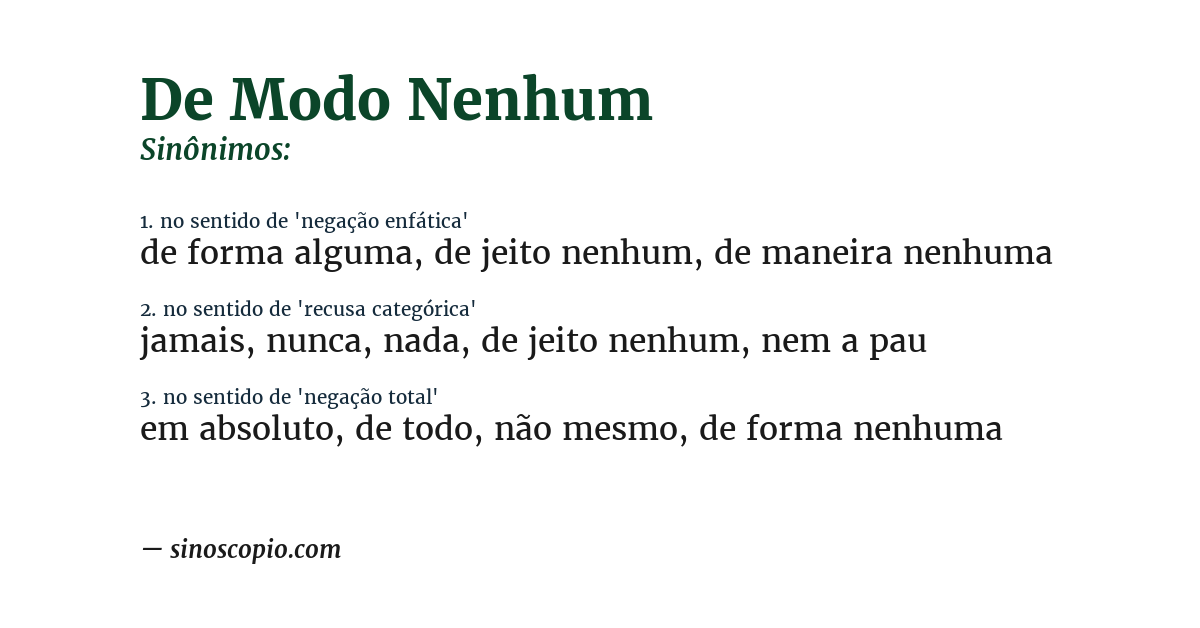 Sinônimo de de modo nenhum