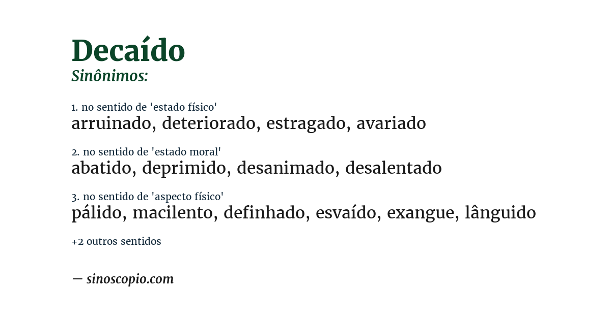 Sinônimo de decaído
