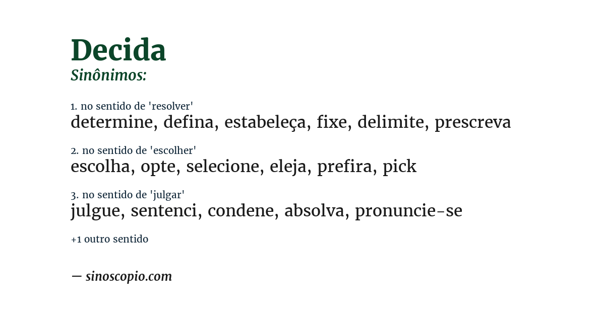 Sinônimo de decida