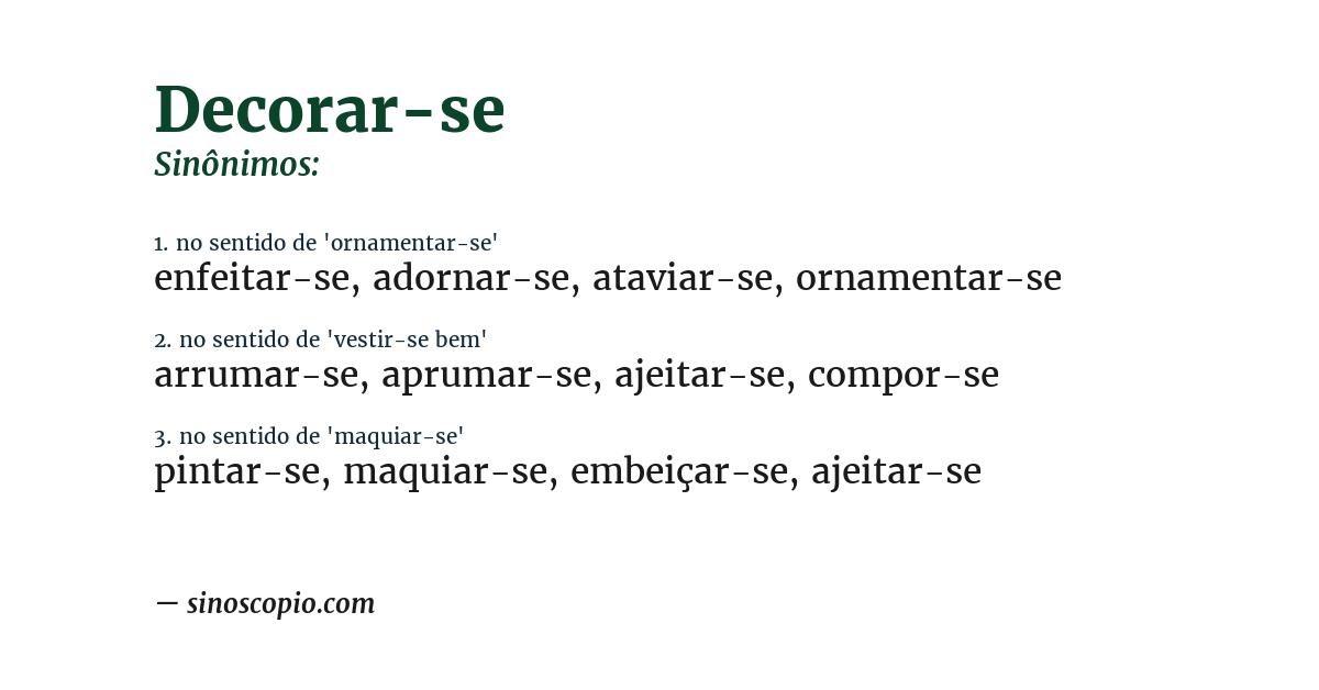 Sinônimo de decorar-se