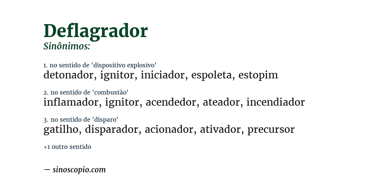 Sinônimo de deflagrador