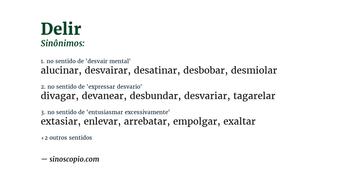 Sinônimo de delir