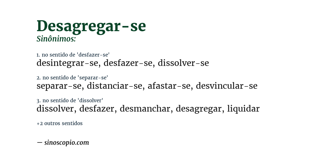 Sinônimo de desagregar-se