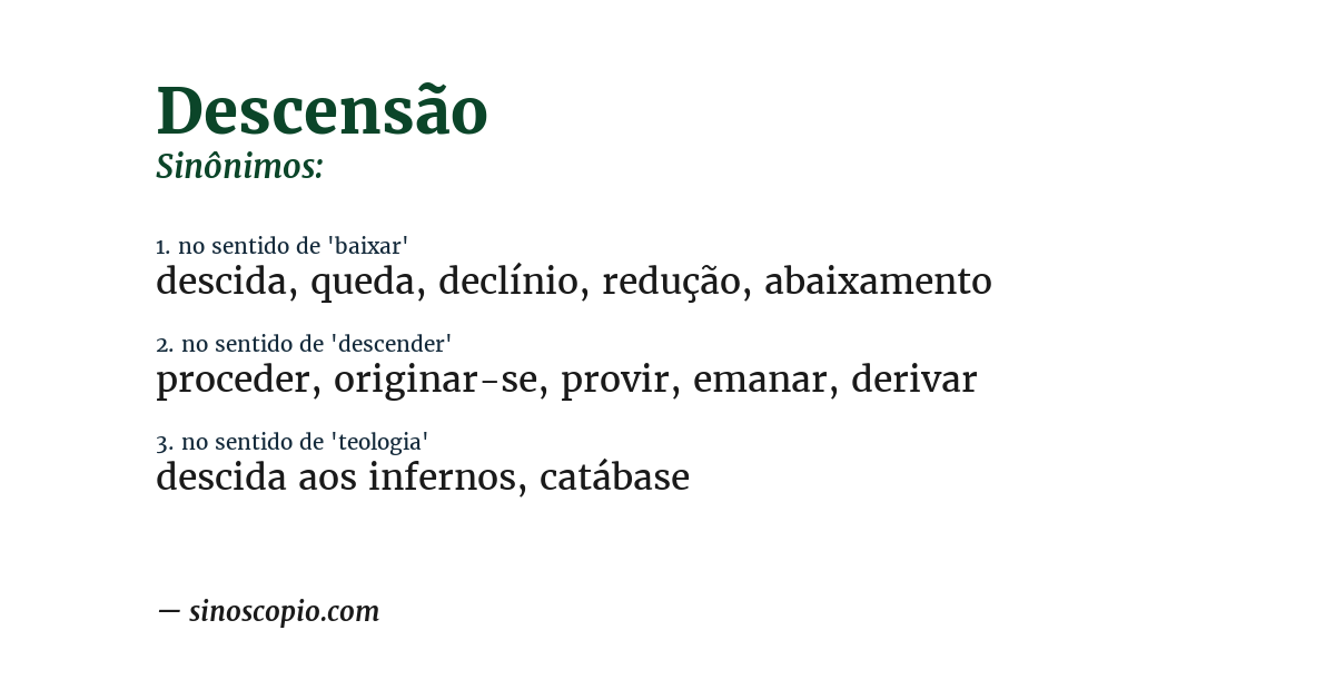 Sinônimo de descensão