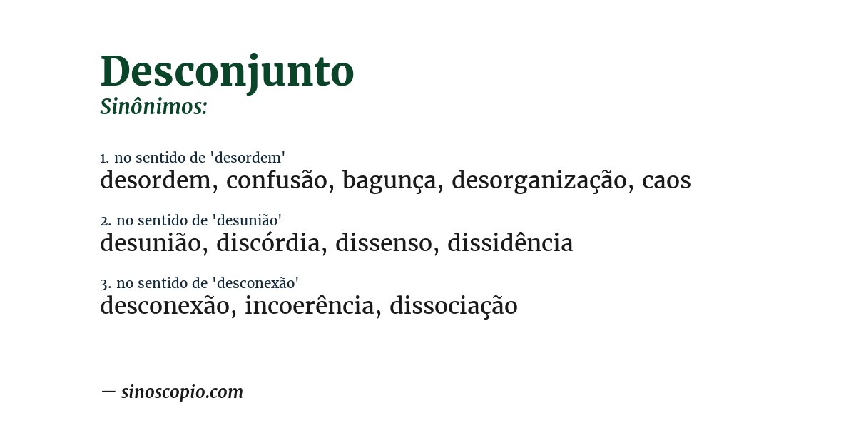 Sinônimo de desconjunto