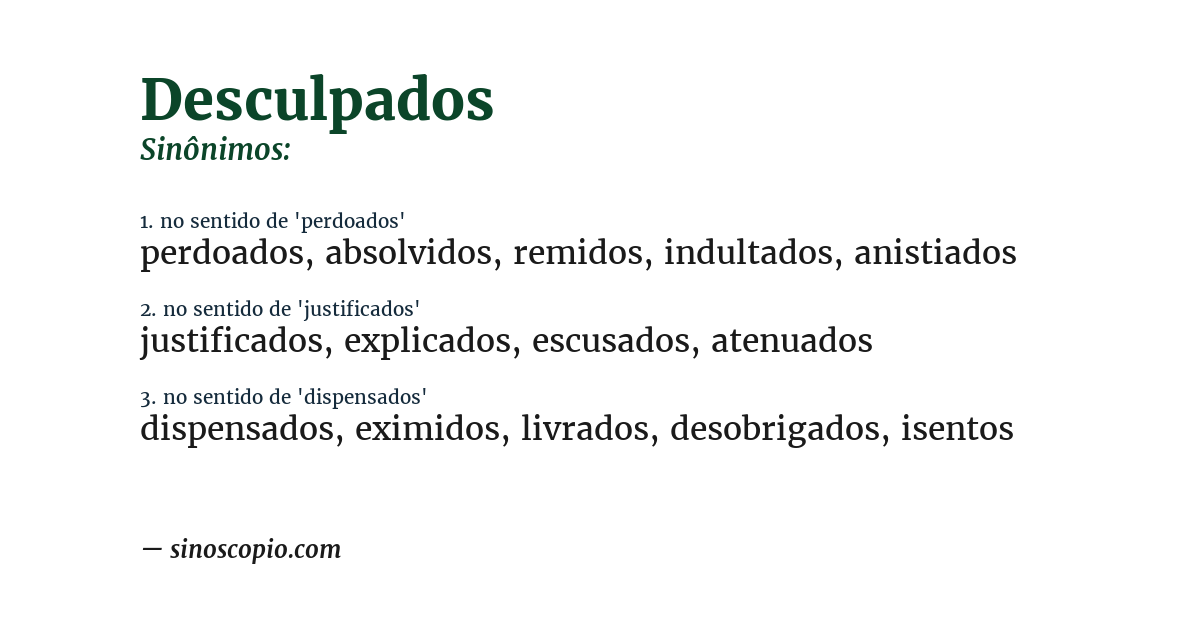 Sinônimo de desculpados