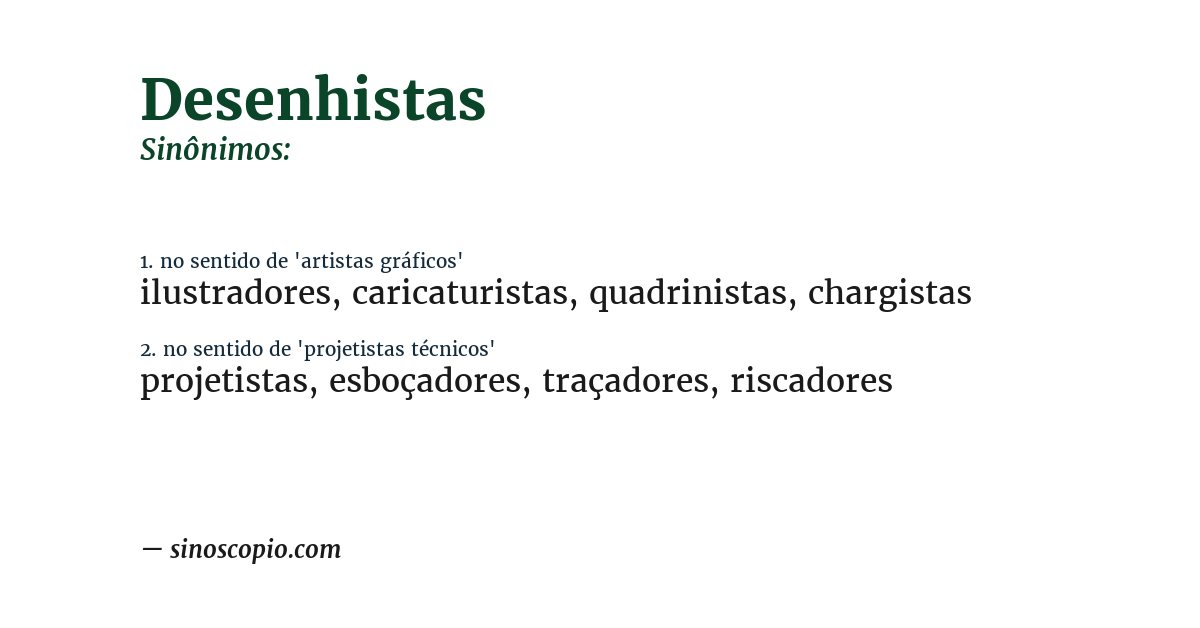Sinônimo de desenhistas