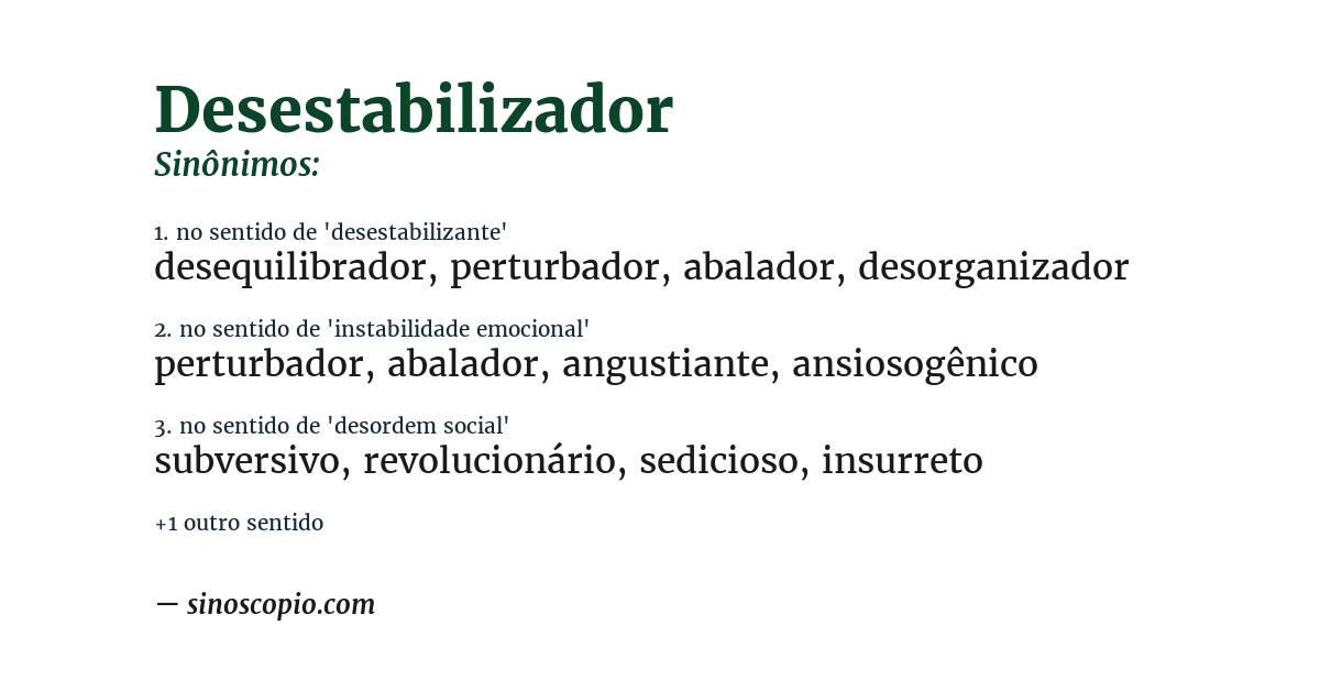 Sinônimo de desestabilizador