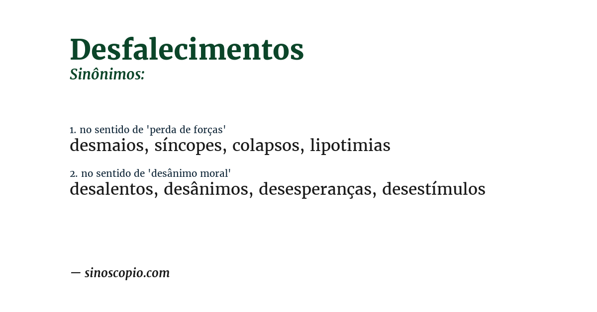 Sinônimo de desfalecimentos