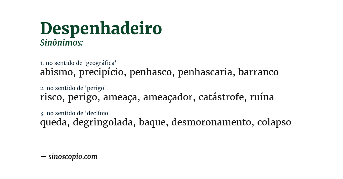 Sinônimo de despenhadeiro