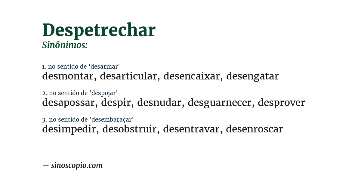 Sinônimo de despetrechar