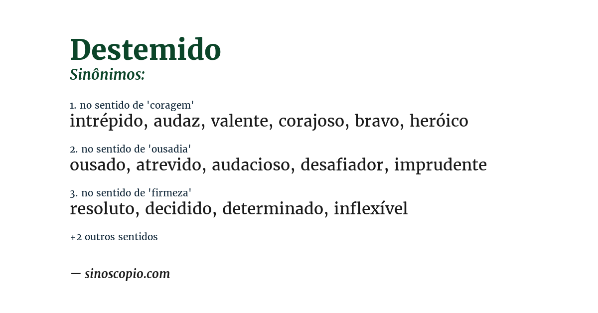 Sinônimo de destemido