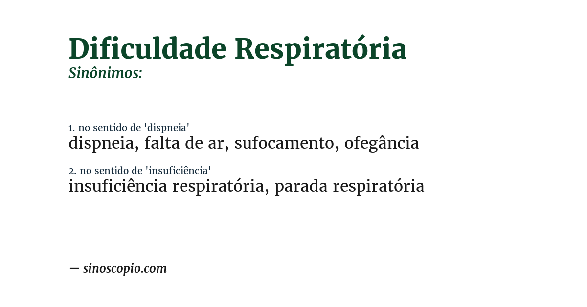 Sinônimo de dificuldade respiratória