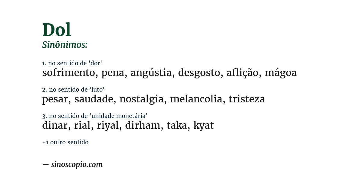 Sinônimo de dol