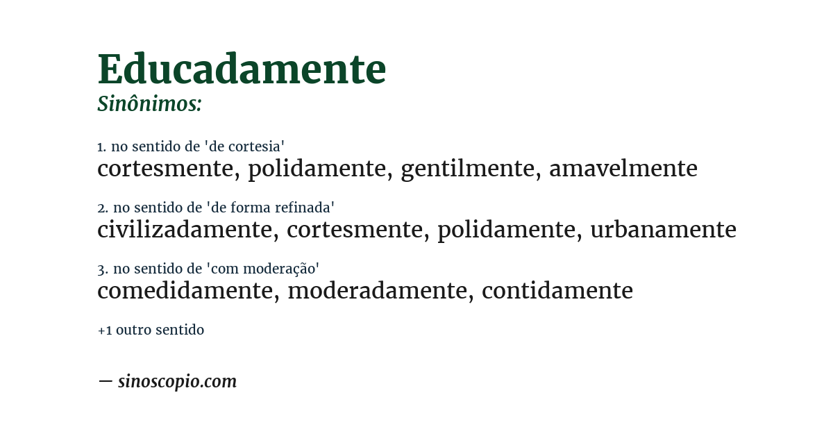 Sinônimo de educadamente