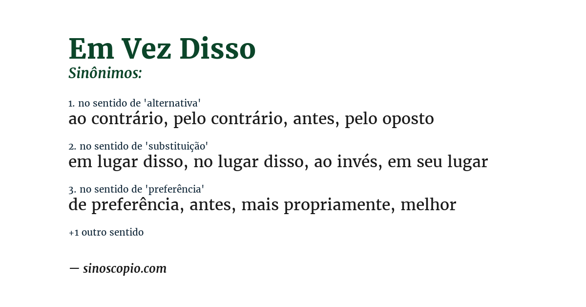 Sinônimo de em vez disso