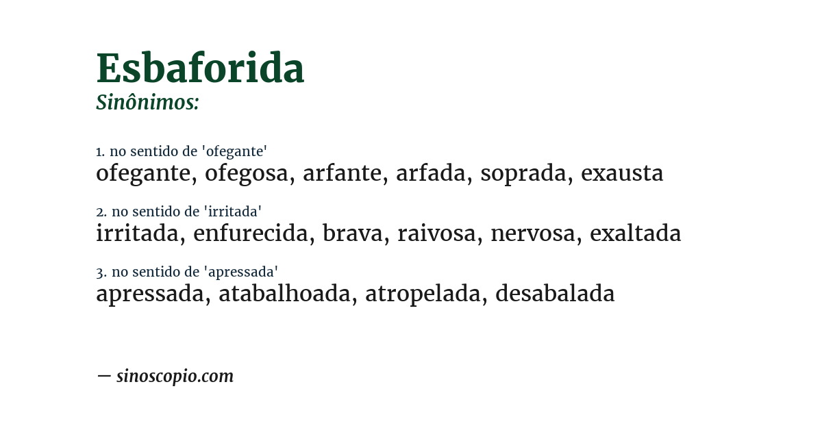 Sinônimo de esbaforida