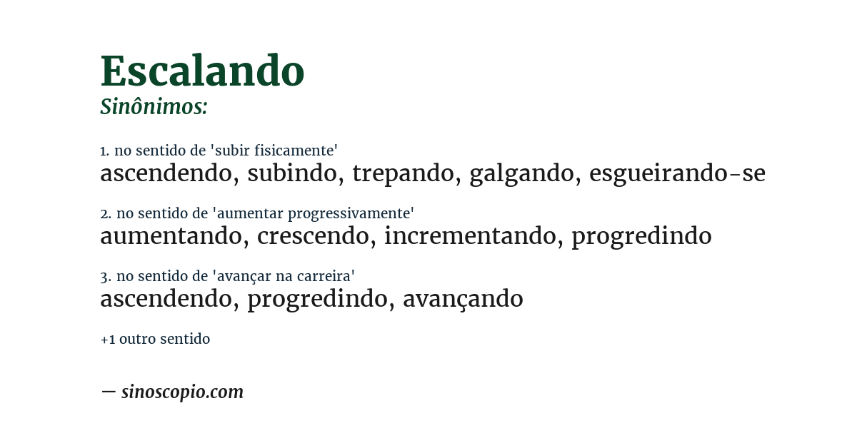 Sinônimo de escalando