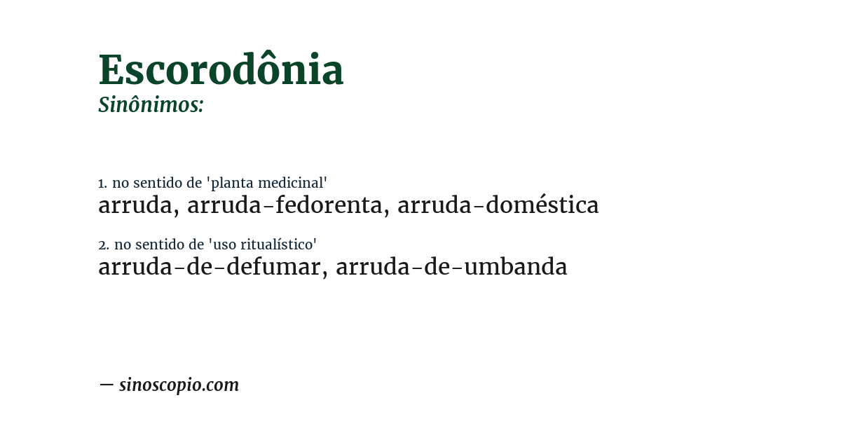 Sinônimo de escorodônia