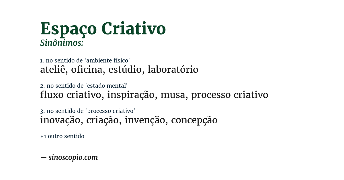 Sinônimo de espaço criativo