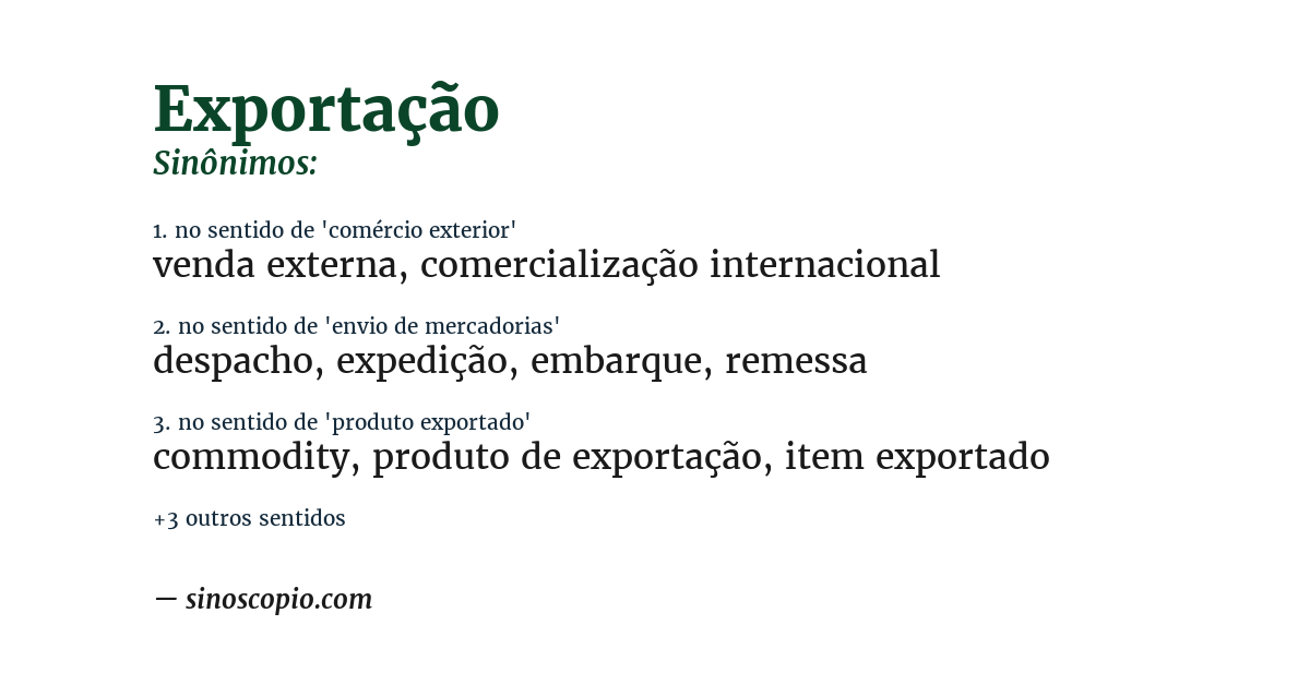 Sinônimo de exportação