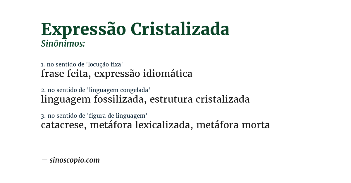 Sinônimo de expressão cristalizada