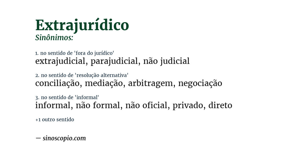 Sinônimo de extrajurídico