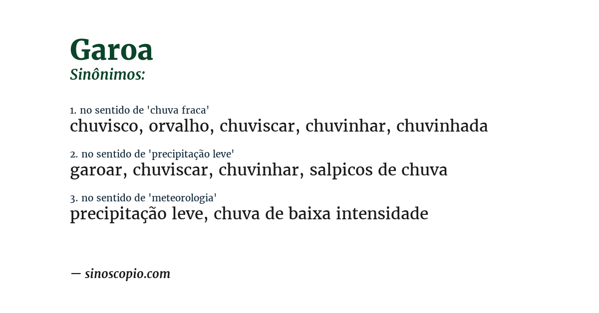 Sinônimo de garoa