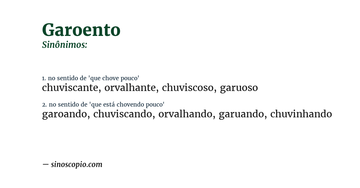 Sinônimo de garoento