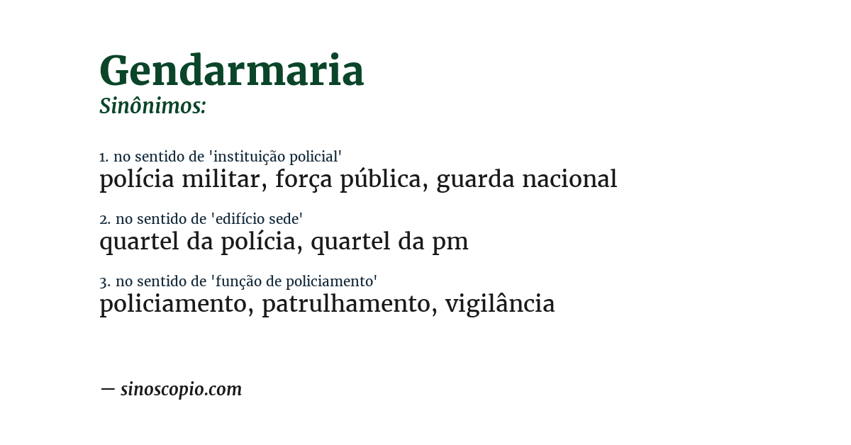 Sinônimo de gendarmaria