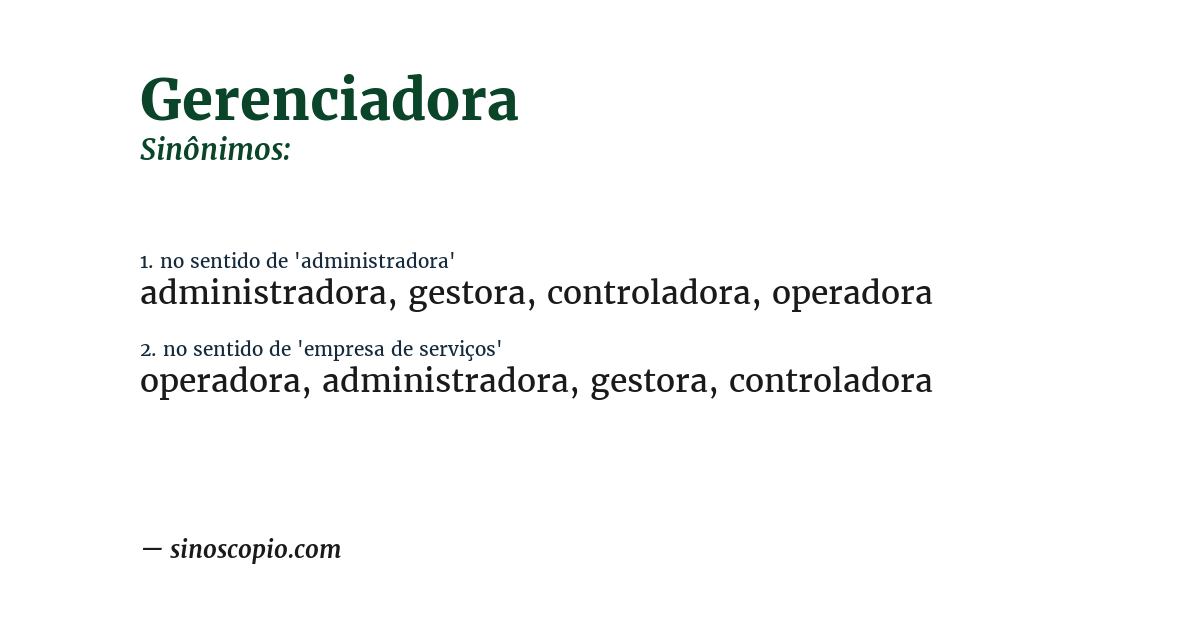 Sinônimo de gerenciadora