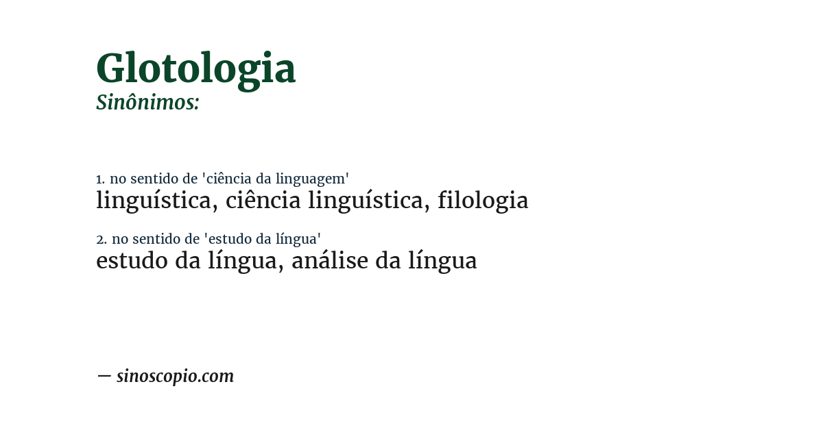 Sinônimo de glotologia