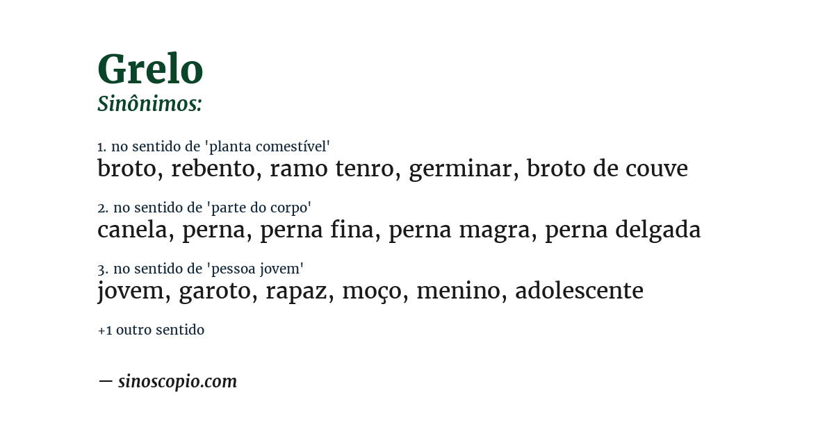 Sinônimo de grelo