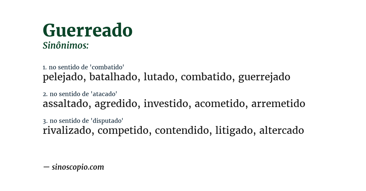 Sinônimo de guerreado
