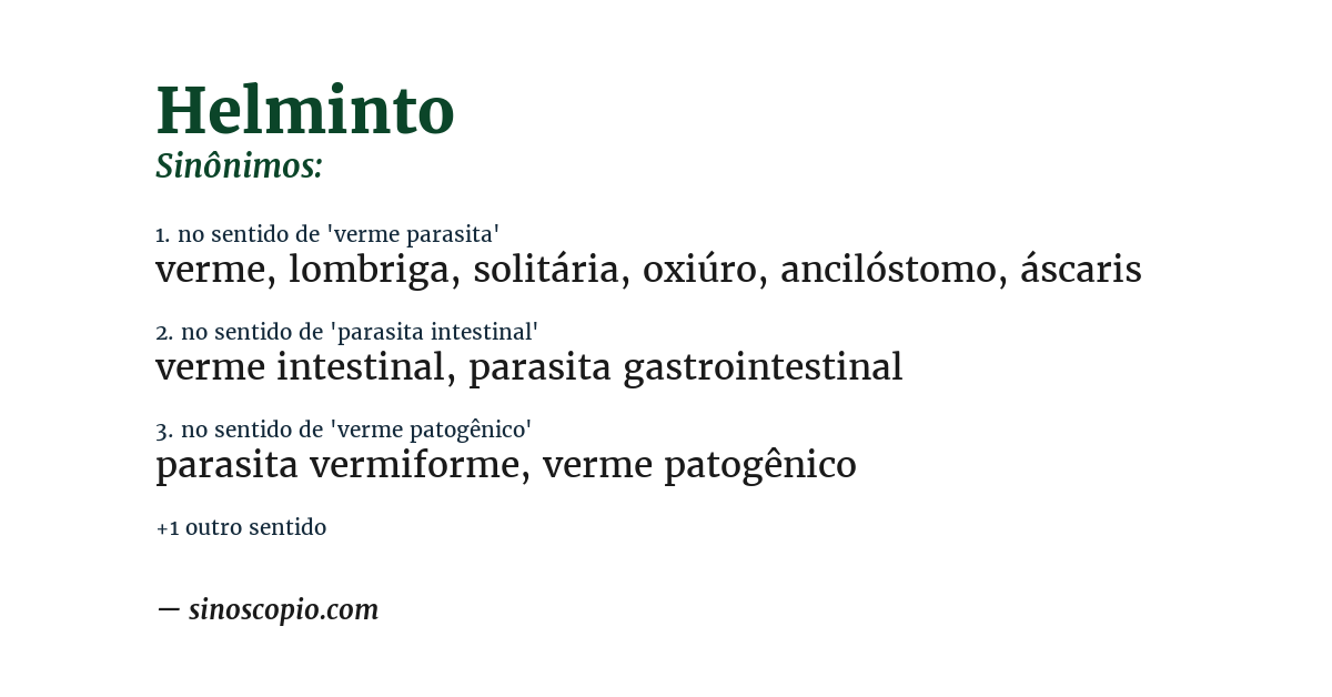 Sinônimo de helminto