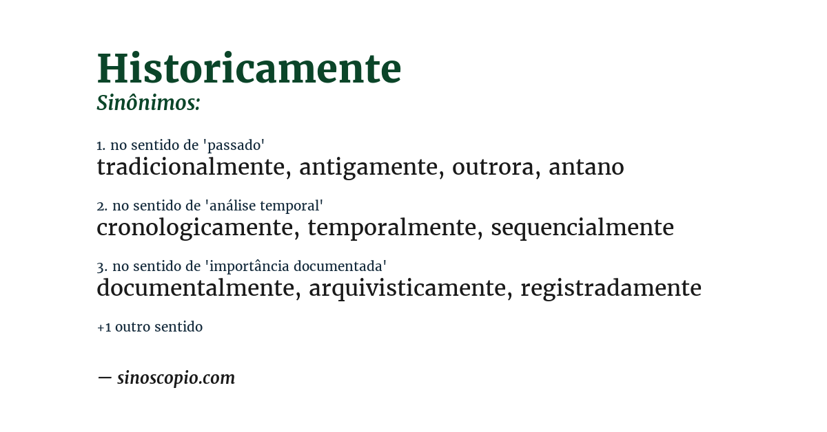 Sinônimo de historicamente