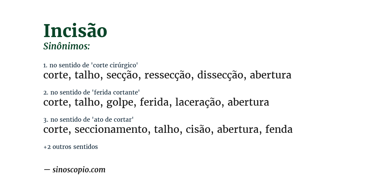 Sinônimo de incisão