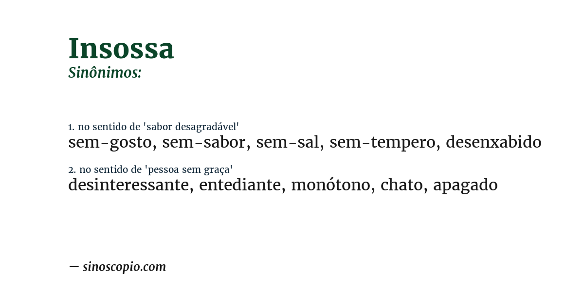 Sinônimo de insossa