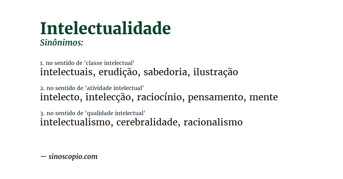 Sinônimo de intelectualidade