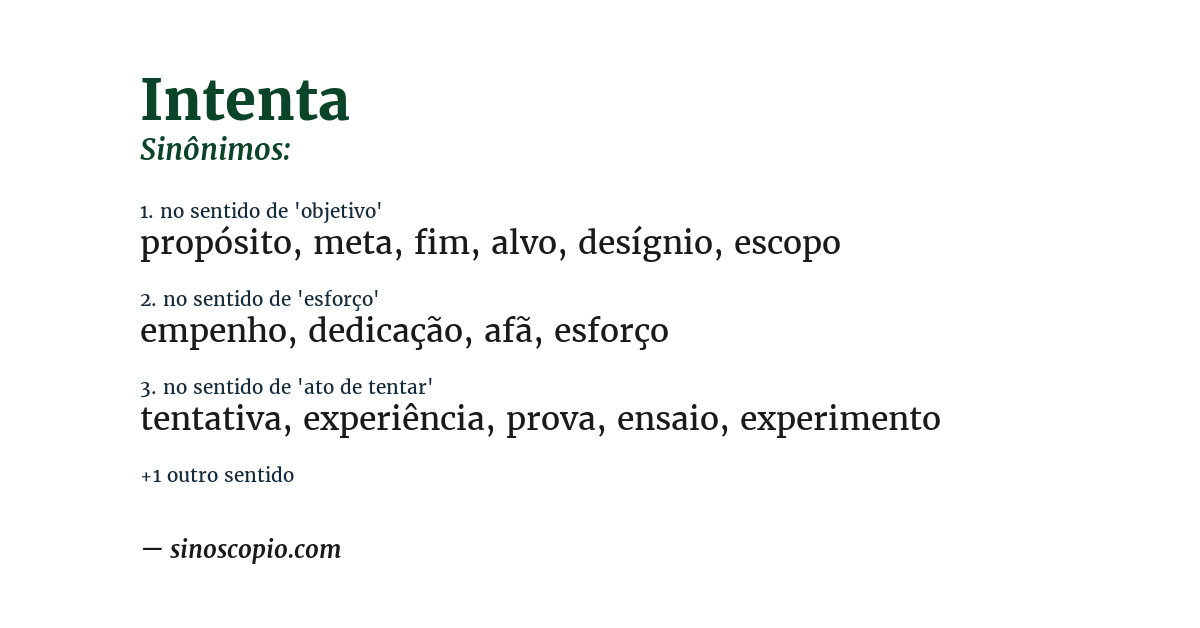 Sinônimo de intenta