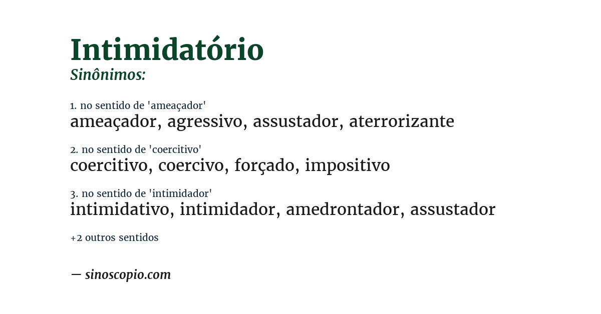 Sinônimo de intimidatório