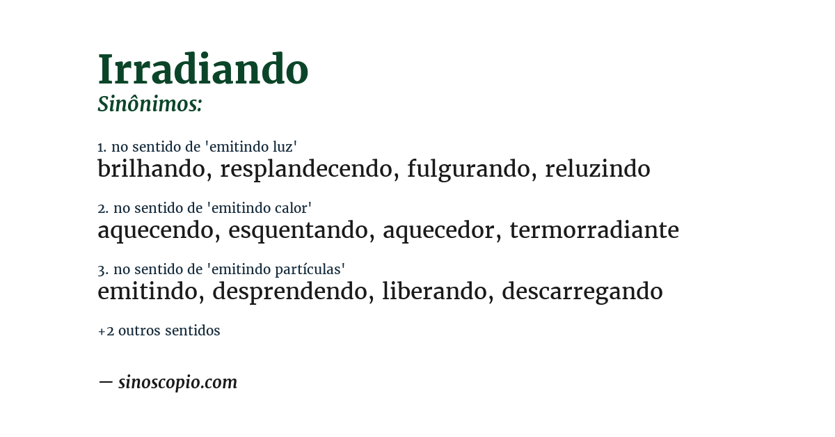 Sinônimo de irradiando