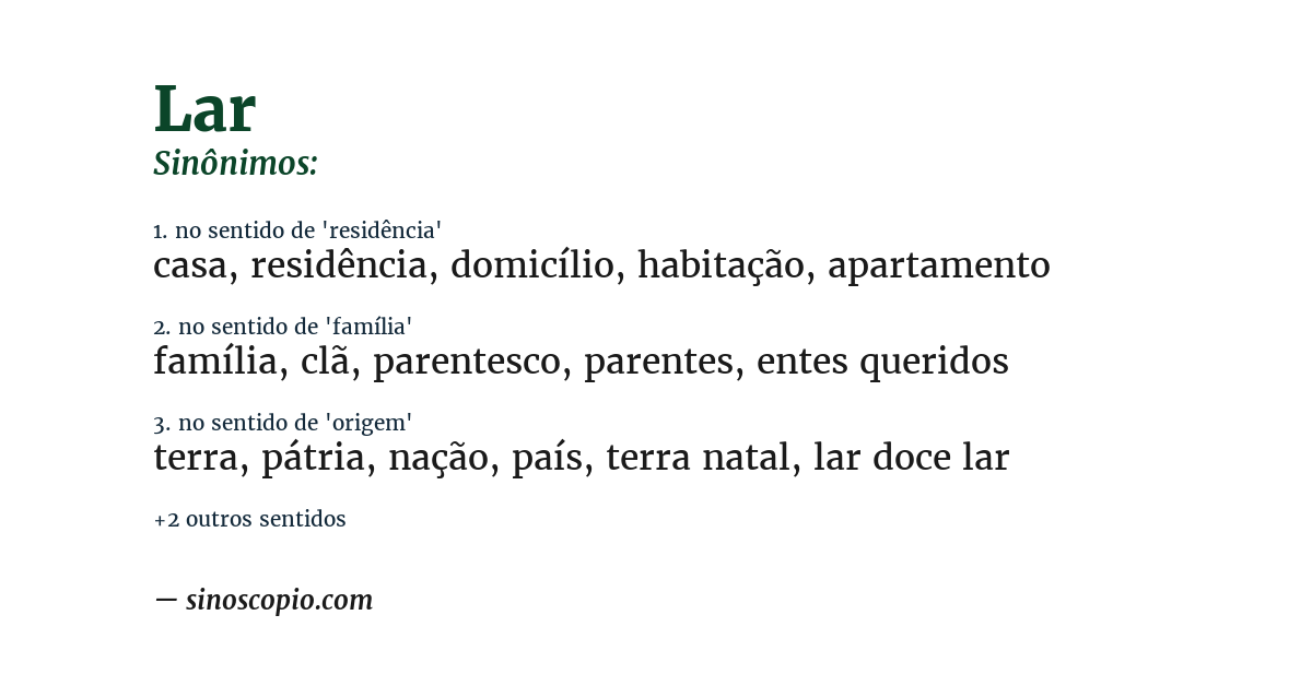 Sinônimo de lar